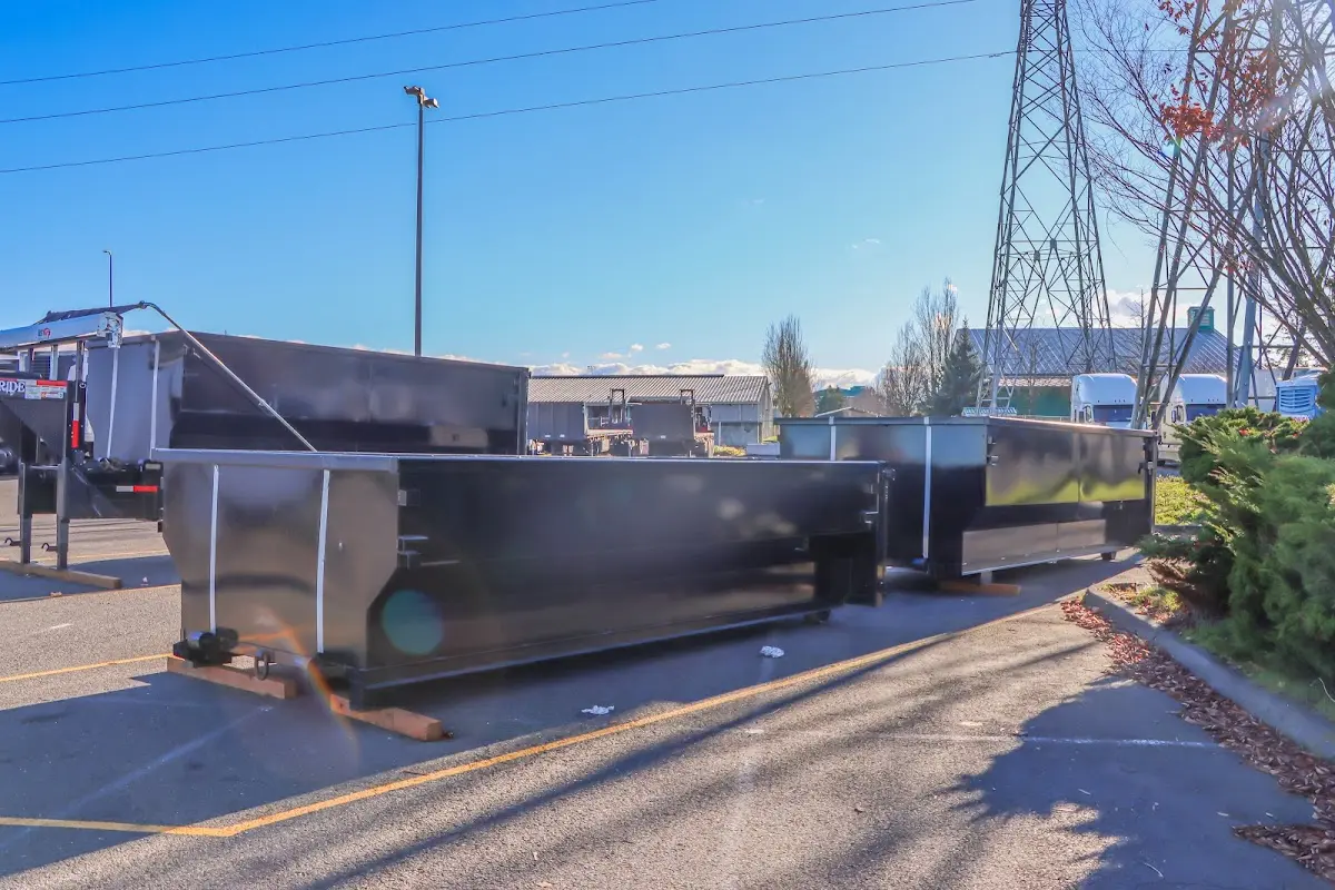 Roll-off dumpster ready for waste disposal at job site for 2 Yard Dumpster Rental in Sandwich